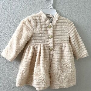 Blueberi Boulevard Cream Baby Coat with Gold Accents